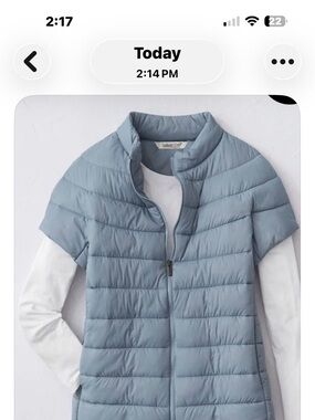 Coldwater Creek Light Blue Short-Sleeve Packable Puffer Jacket